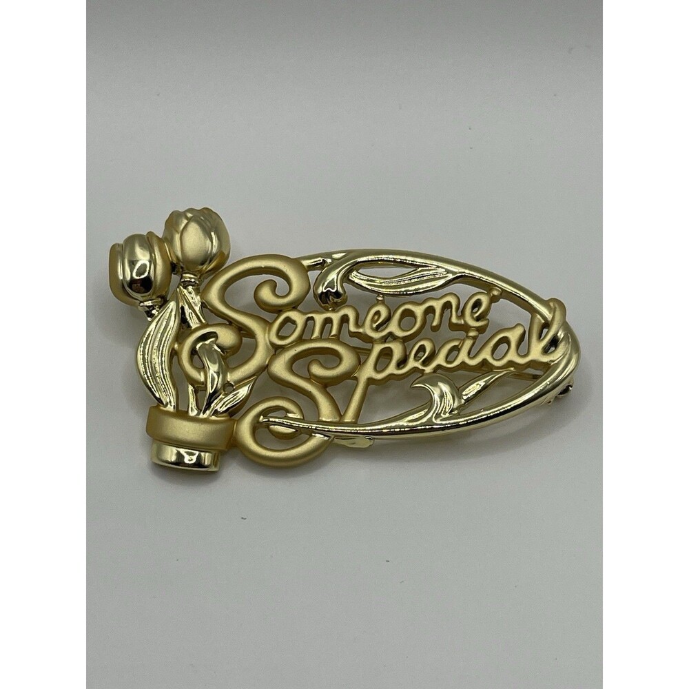 Danecraft Brooch Someone Special Flower Pin Gold tone Vintage Signed NOS
